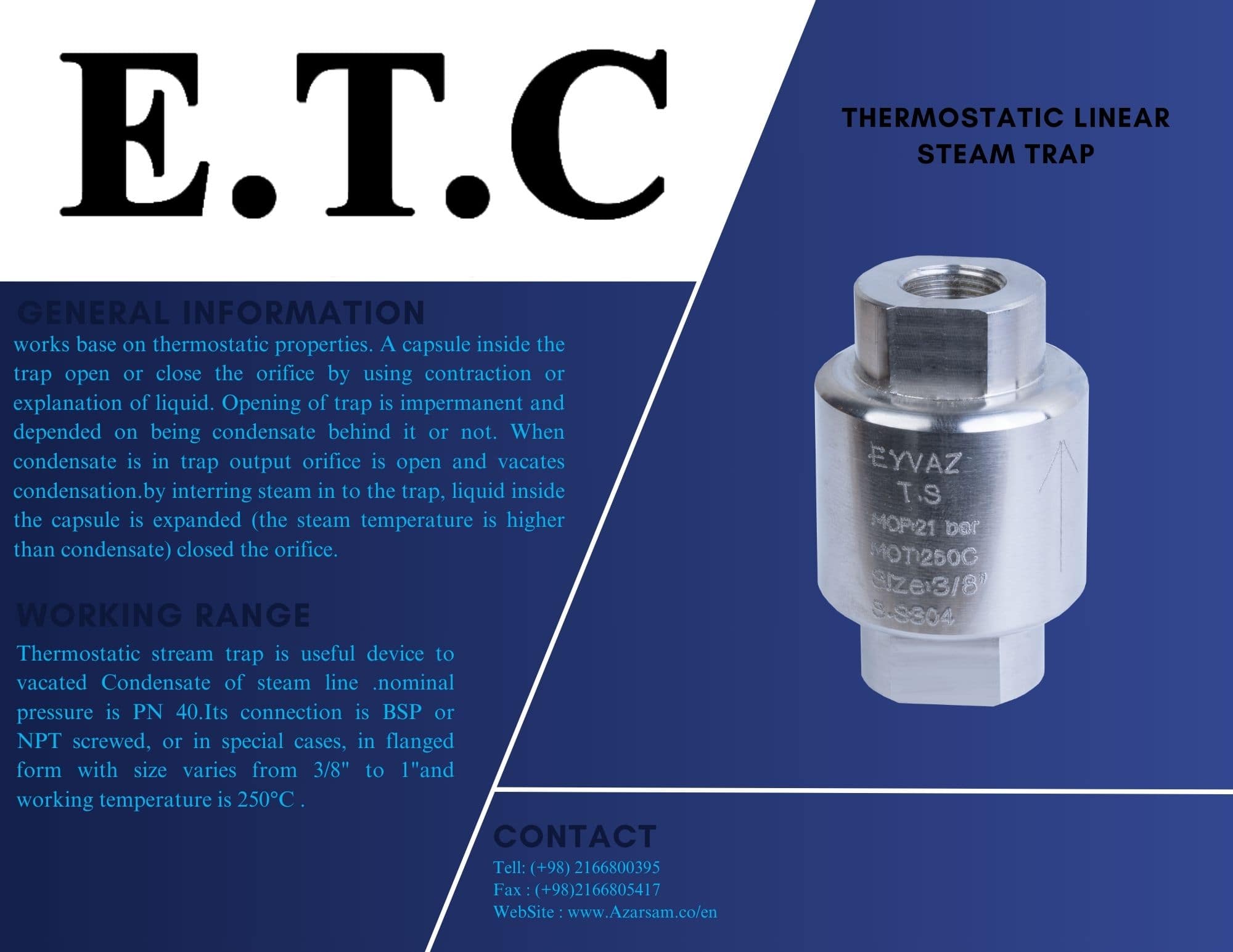 Thermostatic linear steam trap